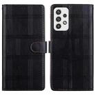 For Samsung Galaxy A32 4G Embossed Checkered Leather Phone Case(Black) - 1