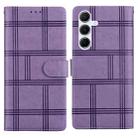 For Samsung Galaxy A35 5G Embossed Checkered Leather Phone Case(Purple) - 1