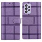 For Samsung Galaxy A52 / A52s 5G Embossed Checkered Leather Phone Case(Purple) - 1