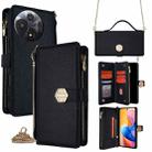 For TCL 60R 5G Crossbody Handle Cross Texture Leather Phone Case(Black) - 1