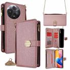 For TCL 60R 5G Crossbody Handle Cross Texture Leather Phone Case(Rose Gold) - 1