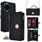 For Huawei nova 14 Pro 5G Crossbody Handle Cross Texture Leather Phone Case(Black) - 1