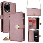 For Huawei nova 14 Pro 5G Crossbody Handle Cross Texture Leather Phone Case(Rose Gold) - 1