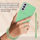 For Samsung Galaxy S21 FE 5G Integrated Card Bag Solid Color Liquid Silicone Phone Case Gen2 with Short Lanyard(Green) - 3