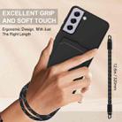 For Samsung Galaxy S21 FE 5G Integrated Card Bag Solid Color Liquid Silicone Phone Case Gen2 with Short Lanyard(Black) - 3