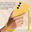 For Samsung Galaxy S23 5G Integrated Card Bag Solid Color Liquid Silicone Phone Case Gen2 with Short Lanyard(Yellow) - 3