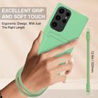 For Samsung Galaxy S23 Ultra 5G Integrated Card Bag Solid Color Liquid Silicone Phone Case Gen2 with Short Lanyard(Green) - 3
