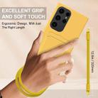 For Samsung Galaxy S23 Ultra 5G Integrated Card Bag Solid Color Liquid Silicone Phone Case Gen2 with Short Lanyard(Yellow) - 3