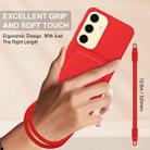 For Samsung Galaxy S25 5G Integrated Card Bag Solid Color Liquid Silicone Phone Case Gen2 with Short Lanyard(Red) - 3