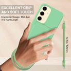 For Samsung Galaxy S25 5G Integrated Card Bag Solid Color Liquid Silicone Phone Case Gen2 with Short Lanyard(Green) - 3