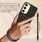 For Samsung Galaxy S25 5G Integrated Card Bag Solid Color Liquid Silicone Phone Case Gen2 with Short Lanyard(Black) - 3