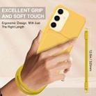 For Samsung Galaxy S25 5G Integrated Card Bag Solid Color Liquid Silicone Phone Case Gen2 with Short Lanyard(Yellow) - 3
