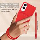 For Samsung Galaxy S25 Edge 5G Integrated Card Bag Solid Color Liquid Silicone Phone Case Gen2 with Short Lanyard(Red) - 3