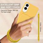 For Samsung Galaxy S25 Edge 5G Integrated Card Bag Solid Color Liquid Silicone Phone Case Gen2 with Short Lanyard(Yellow) - 3