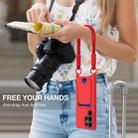 For Samsung Galaxy S25 Ultra 5G Integrated Card Bag Solid Color Liquid Silicone Phone Case Gen2 with Short Lanyard(Red) - 2