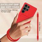 For Samsung Galaxy S25 Ultra 5G Integrated Card Bag Solid Color Liquid Silicone Phone Case Gen2 with Short Lanyard(Red) - 3