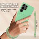 For Samsung Galaxy S25 Ultra 5G Integrated Card Bag Solid Color Liquid Silicone Phone Case Gen2 with Short Lanyard(Green) - 3