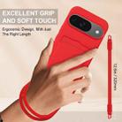 For Google Pixel 9  Integrated Card Bag Solid Color Liquid Silicone Phone Case Gen2 with Short Lanyard(Red) - 3