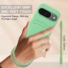 For Google Pixel 9  Integrated Card Bag Solid Color Liquid Silicone Phone Case Gen2 with Short Lanyard(Green) - 3