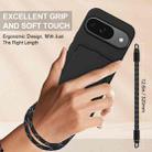 For Google Pixel 9  Integrated Card Bag Solid Color Liquid Silicone Phone Case Gen2 with Short Lanyard(Black) - 3
