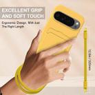 For Google Pixel 9 Pro Integrated Card Bag Solid Color Liquid Silicone Phone Case Gen2 with Short Lanyard(Yellow) - 3