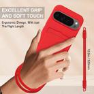 For Google Pixel 9 Pro XL Integrated Card Bag Solid Color Liquid Silicone Phone Case Gen2 with Short Lanyard(Red) - 3
