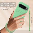 For Google Pixel 9 Pro XL Integrated Card Bag Solid Color Liquid Silicone Phone Case Gen2 with Short Lanyard(Green) - 3