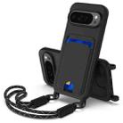 For Google Pixel 9 Pro XL Integrated Card Bag Solid Color Liquid Silicone Phone Case Gen2 with Short Lanyard(Black) - 1