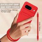 For Google Pixel 8 Integrated Card Bag Solid Color Liquid Silicone Phone Case Gen2 with Short Lanyard(Red) - 3