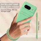 For Google Pixel 8 Integrated Card Bag Solid Color Liquid Silicone Phone Case Gen2 with Short Lanyard(Green) - 3