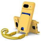 For Google Pixel 8 Integrated Card Bag Solid Color Liquid Silicone Phone Case Gen2 with Short Lanyard(Yellow) - 1