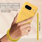 For Google Pixel 8 Integrated Card Bag Solid Color Liquid Silicone Phone Case Gen2 with Short Lanyard(Yellow) - 3
