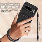 For Google Pixel 8 Pro Integrated Card Bag Solid Color Liquid Silicone Phone Case Gen2 with Short Lanyard(Black) - 3