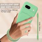 For Google Pixel 8a Integrated Card Bag Solid Color Liquid Silicone Phone Case Gen2 with Short Lanyard(Green) - 3