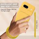 For Google Pixel 8a Integrated Card Bag Solid Color Liquid Silicone Phone Case Gen2 with Short Lanyard(Yellow) - 3