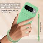 For Google Pixel 10 Integrated Card Bag Solid Color Liquid Silicone Phone Case Gen2 with Short Lanyard(Green) - 3