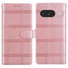 For Google Pixel 9 Embossed Checkered Leather Phone Case(Pink) - 1
