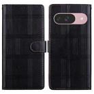 For Google Pixel 9 Embossed Checkered Leather Phone Case(Black) - 1