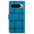 For Google Pixel 9 Pro Embossed Checkered Leather Phone Case(Blue) - 3