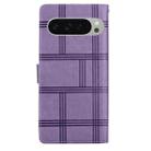 For Google Pixel 9 Pro Embossed Checkered Leather Phone Case(Purple) - 3