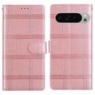 For Google Pixel 9 Pro Embossed Checkered Leather Phone Case(Pink) - 1