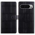 For Google Pixel 9 Pro Embossed Checkered Leather Phone Case(Black) - 1
