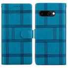 For Google Pixel 9a Embossed Checkered Leather Phone Case(Blue) - 1
