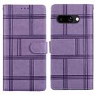 For Google Pixel 9a Embossed Checkered Leather Phone Case(Purple) - 1