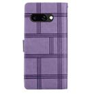 For Google Pixel 9a Embossed Checkered Leather Phone Case(Purple) - 3