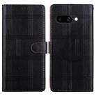 For Google Pixel 9a Embossed Checkered Leather Phone Case(Black) - 1