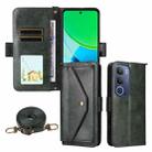 For vivo Y19s 4G Multi-card Slots Crossbody Cowhide Leather Phone Case(Green) - 1