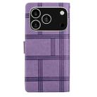 For iPhone 17 Pro Max Embossed Checkered Leather Phone Case(Purple) - 3