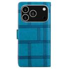 For iPhone 17 Pro Embossed Checkered Leather Phone Case(Blue) - 3