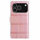 For iPhone 17 Pro Embossed Checkered Leather Phone Case(Pink) - 3